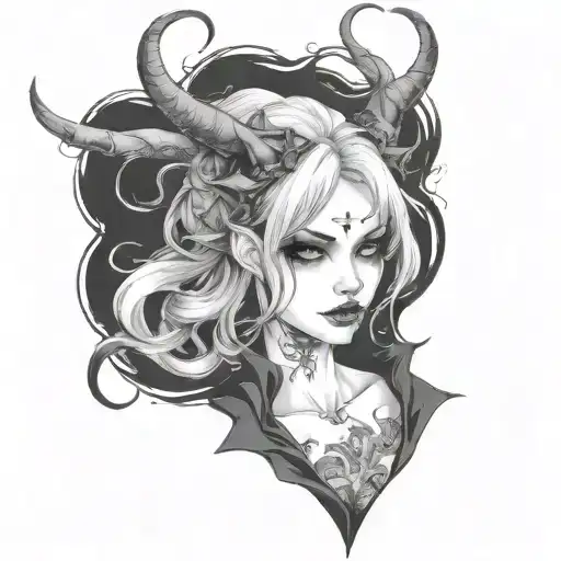 devil evil possessed girl beautiful anime tattoo design idea