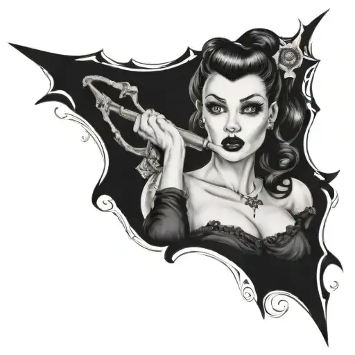 pinup girl goth tattoo design idea