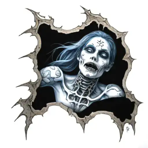 undead woman tattoo design idea