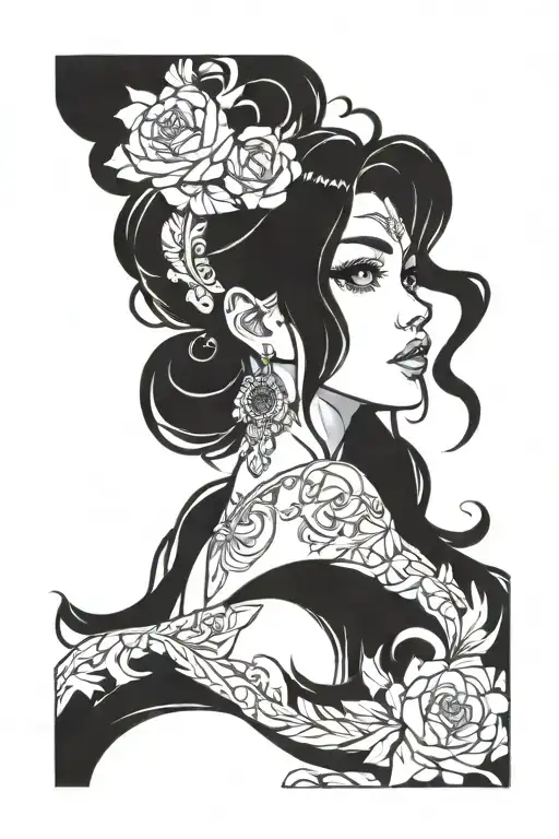  woman face latina tattoo design idea