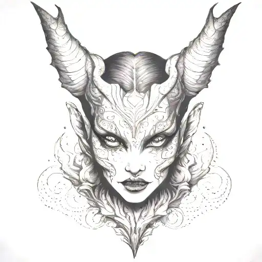 devil evil possessed girl tattoo design idea