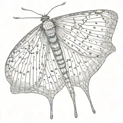 slender moth open wings tattoo design idea