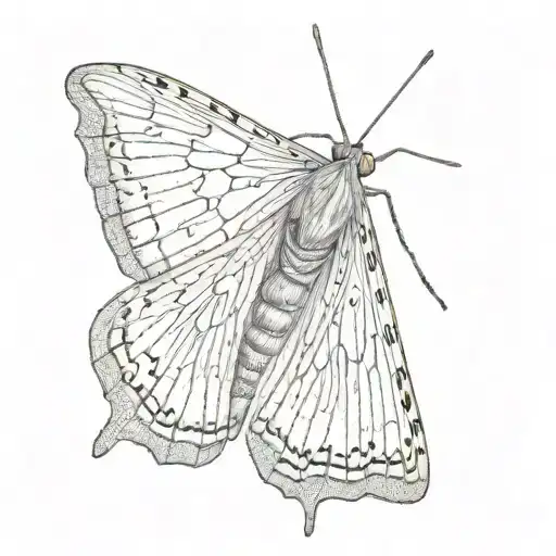 slender moth open wings tattoo design idea