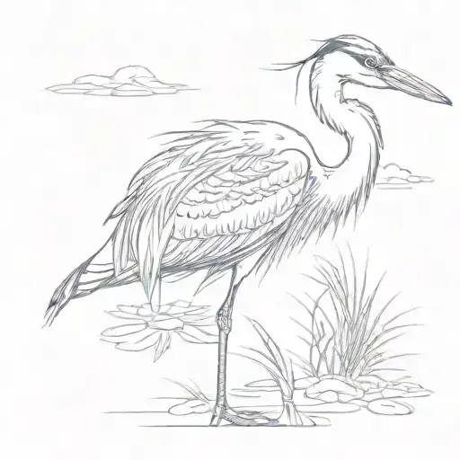 blue heron tattoo design idea