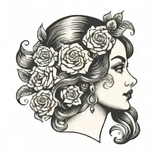 beautiful woman face tattoo design idea
