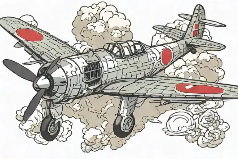 ww2 plane Japanese zero tattoo design idea
