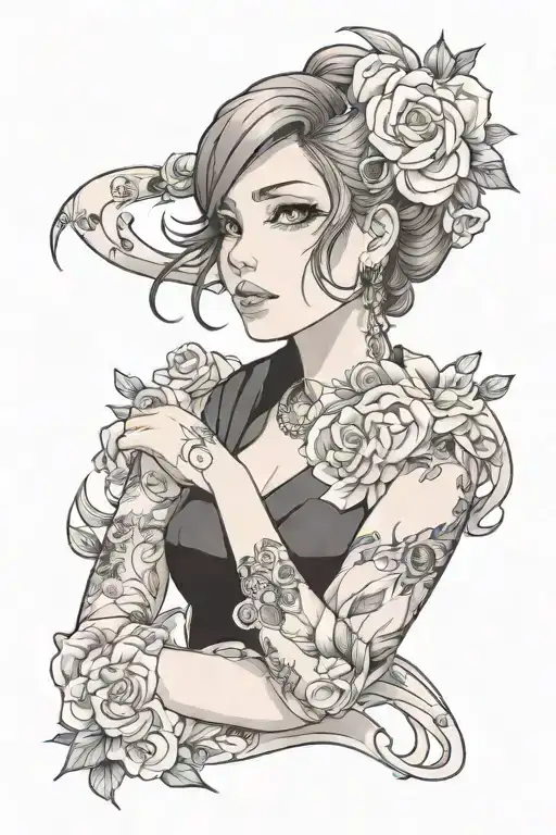 woman face Latina tattoo design idea