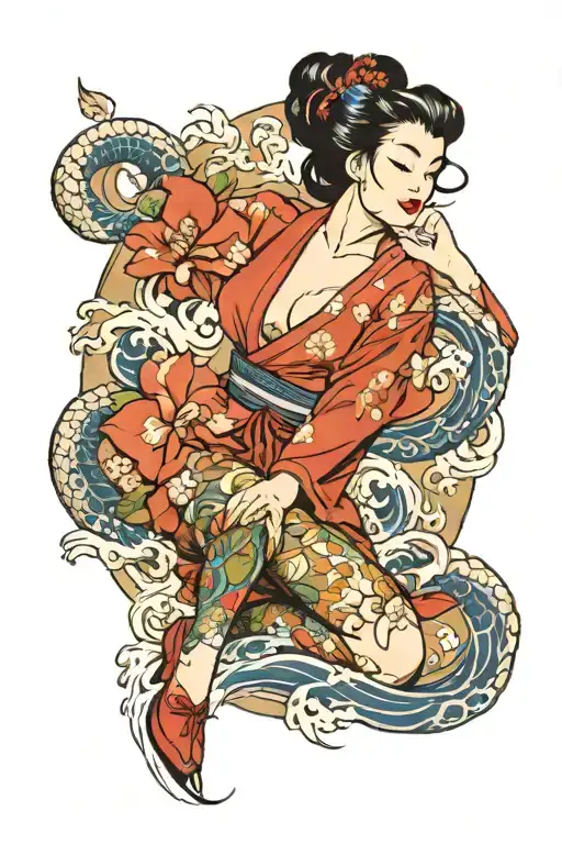 vintage pinup girl tattoo design idea