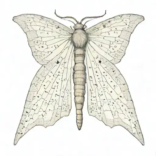 slender moth open wings tattoo design idea