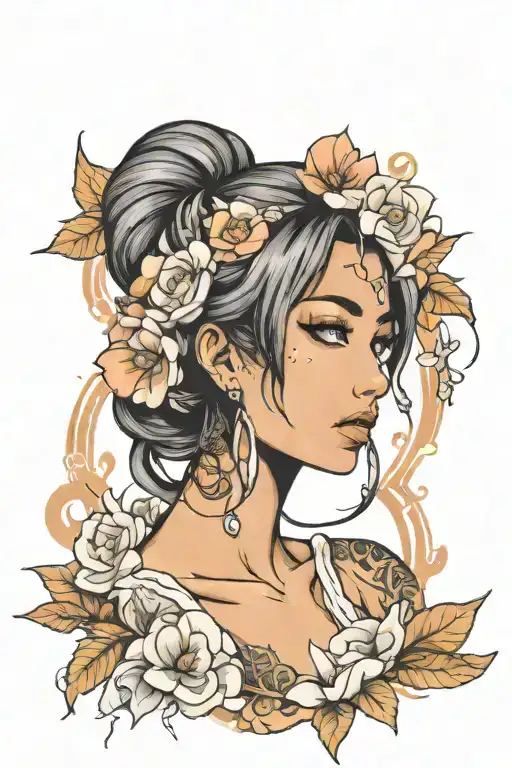 woman face Latina tattoo design idea