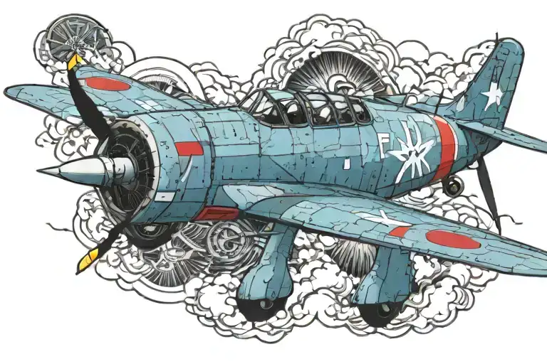 ww2 plane Japanese zero tattoo design idea