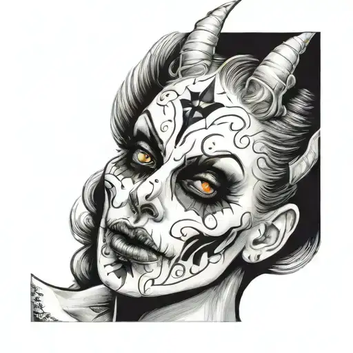 devil evil possessed girl beautiful tattoo design idea