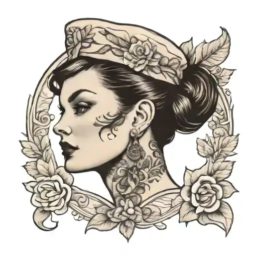 beautiful woman face tattoo design idea
