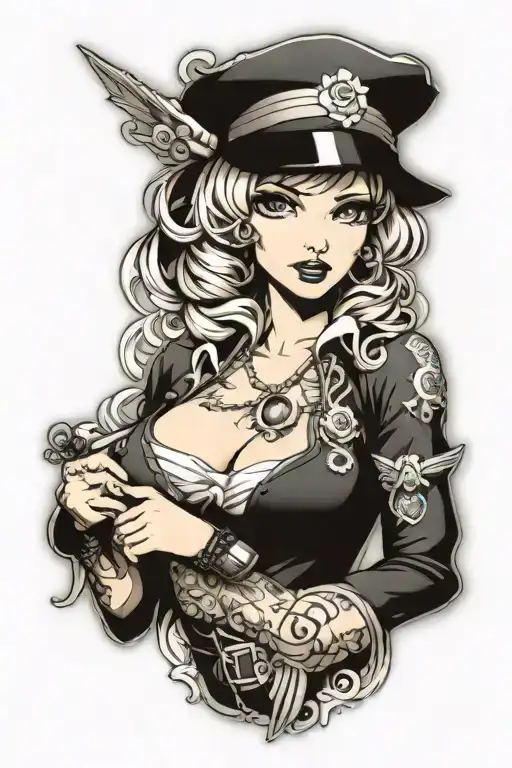 sexy pinup girl tattoo design idea