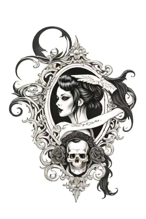 goth pinup tattoo design idea
