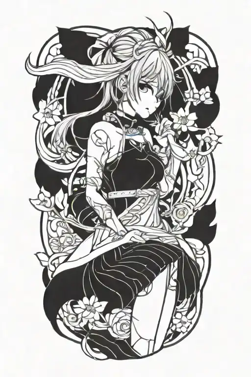 woman anime tattoo design idea