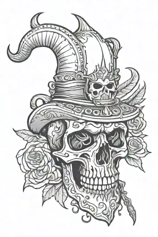 western skull tattoo design idea