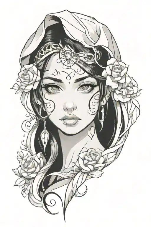 woman face Latina tattoo design idea