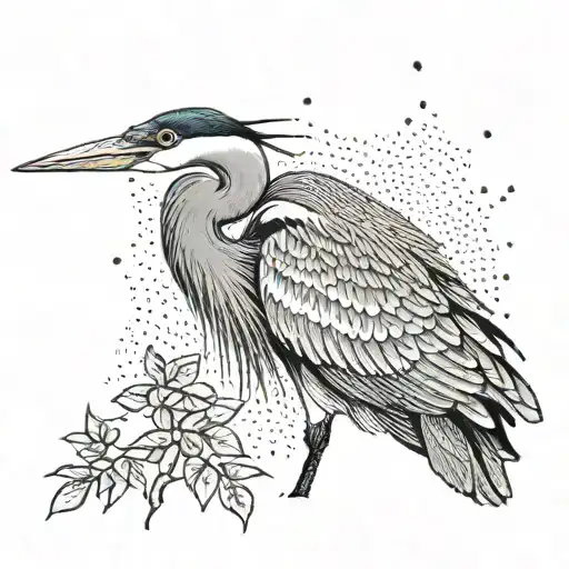 blue heron tattoo design idea