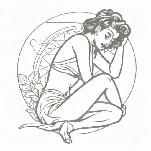 pinup girl no border tattoo design idea