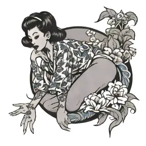 pinup girl no border tattoo design idea