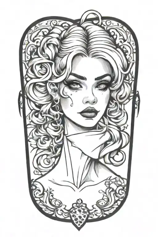 pinup girl goth black eyes tattoo design idea