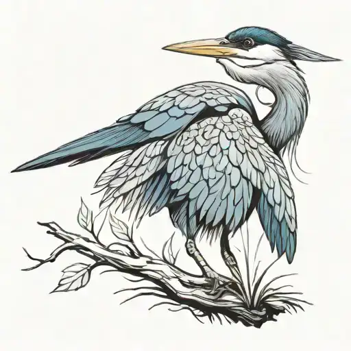 blue heron tattoo design idea