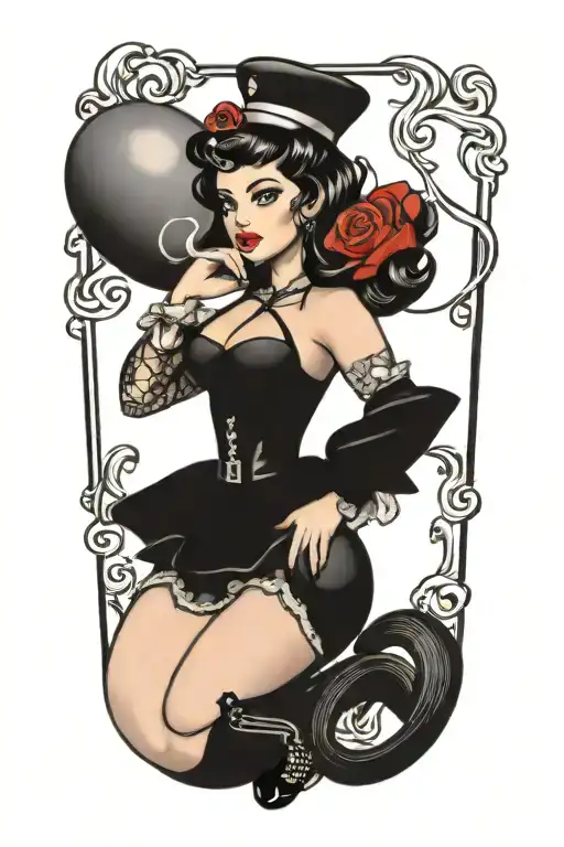 pinup girl goth tattoo design idea
