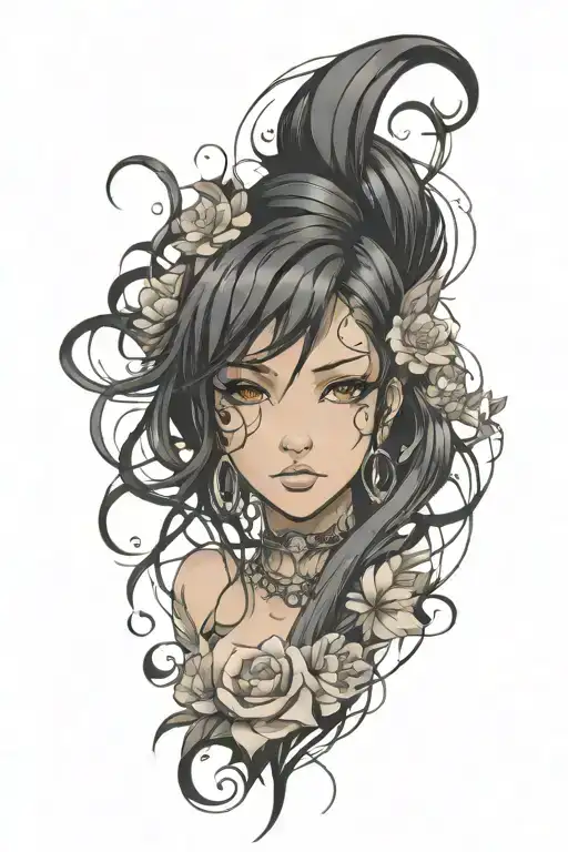 woman face Latina tattoo design idea