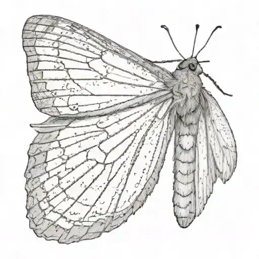 slender moth open wings tattoo design idea