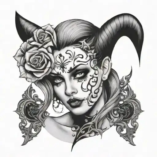 sexy goth face tattoo design idea
