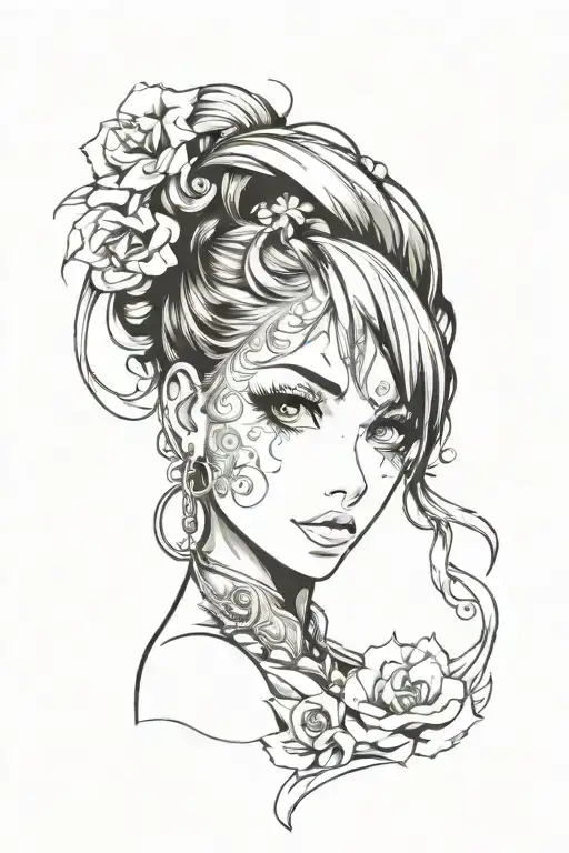 woman face Latina tattoo design idea