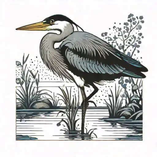 blue heron tattoo design idea