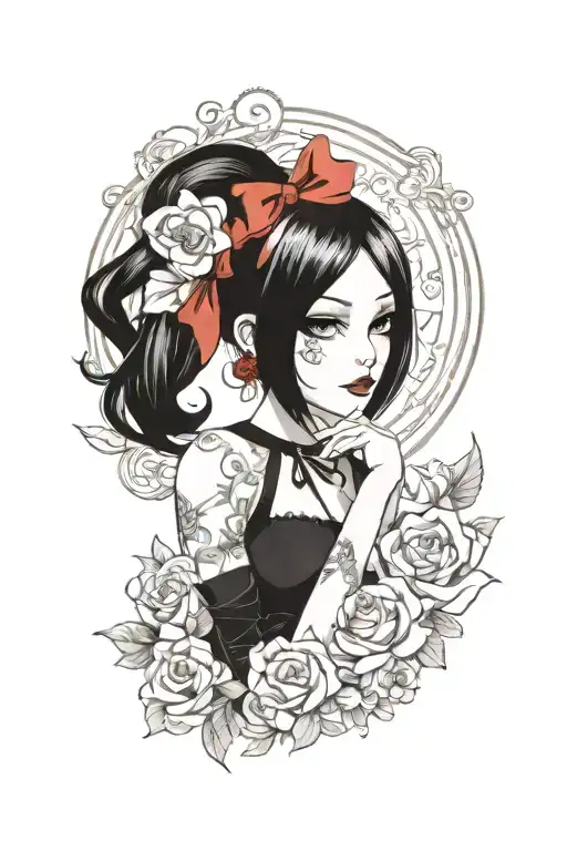 pinup girl goth tattoo design idea