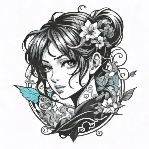 beautiful face girl tattoo design idea