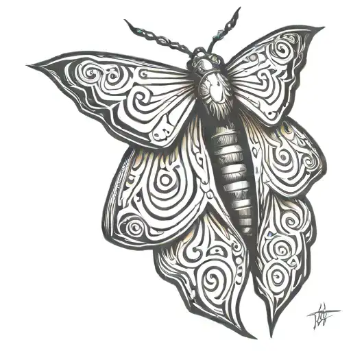 simplified moth tattoo design idea