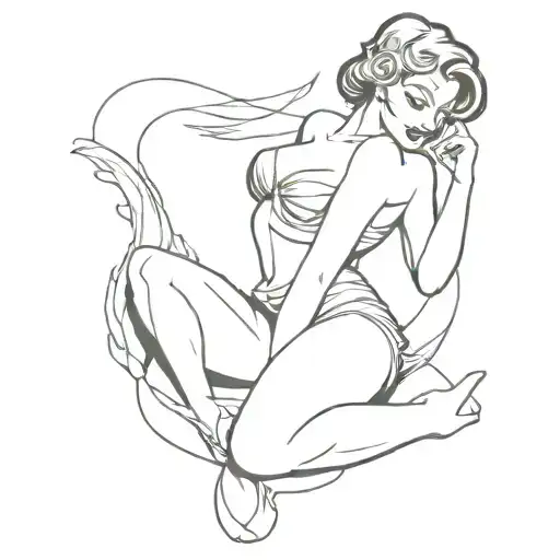 pinup girl no border tattoo design idea