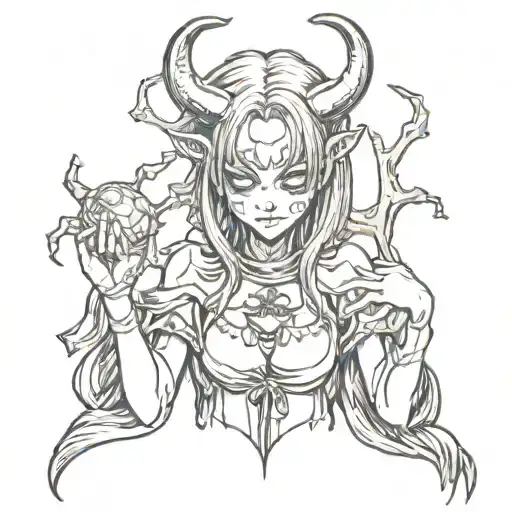 devil evil possessed anime girl tattoo design idea