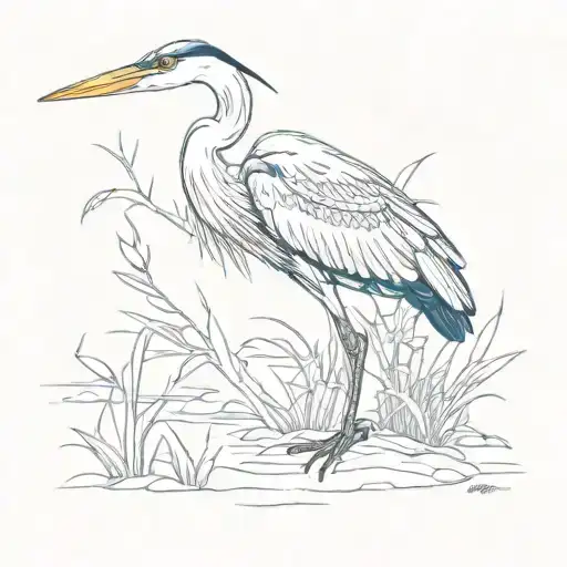 blue heron tattoo design idea