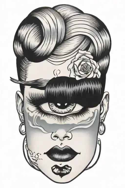 pinup girl goth black eyes tattoo design idea