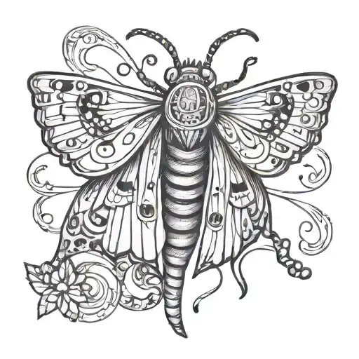 simplified moth tattoo design idea