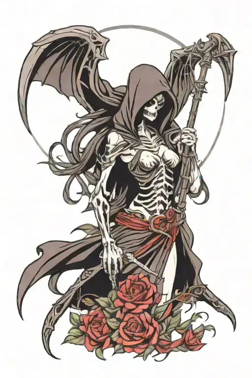 grim reaper woman tattoo design idea