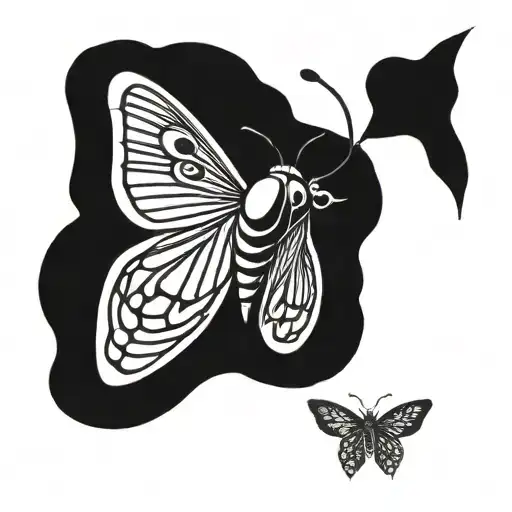 simplified moth tattoo design idea