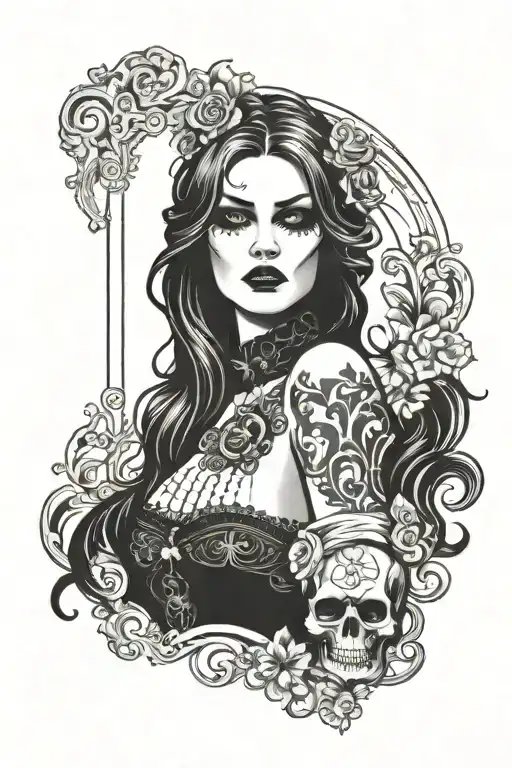 goth pinup tattoo design idea