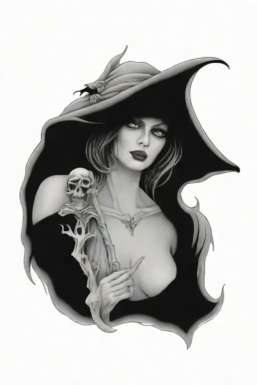 sexy grim reaper woman tattoo design idea