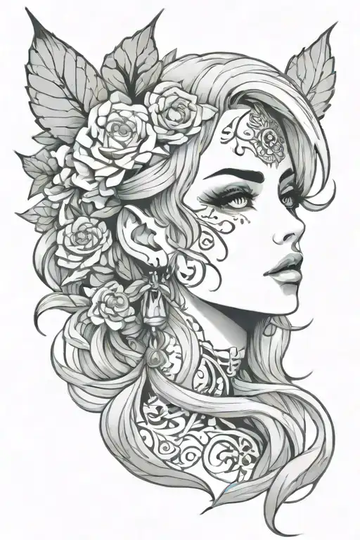 woman face Latina tattoo design idea