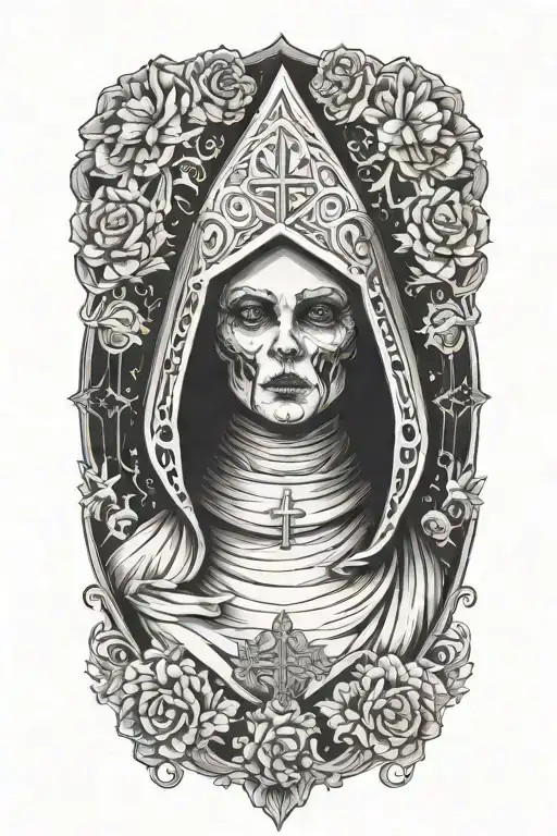 evil nun beautiful tattoo design idea