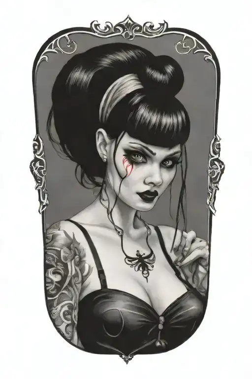 pinup girl goth tattoo design idea