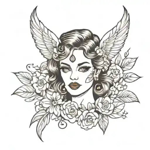 beautiful woman face tattoo design idea