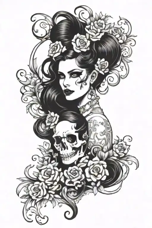 goth pinup tattoo design idea